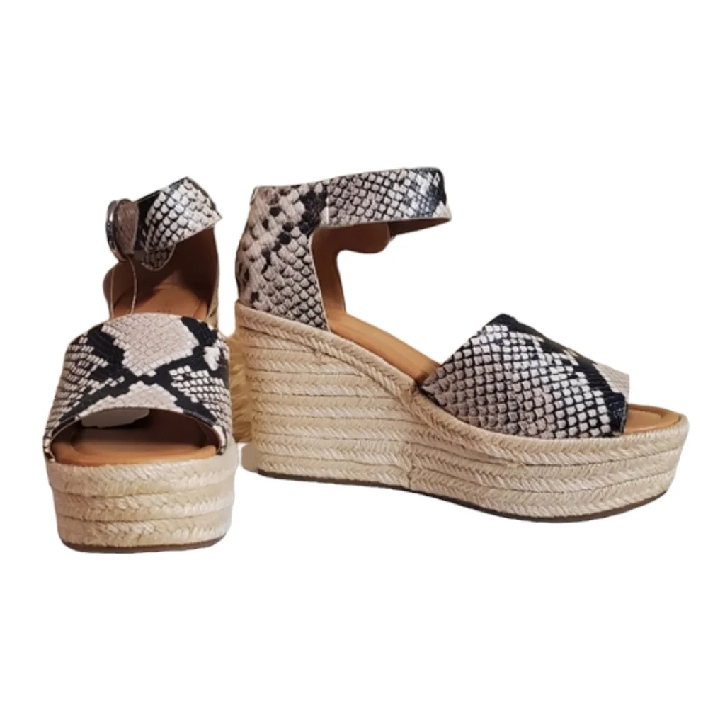 Nine West Adell Snake Espadrille Sandal Wedge Heel Size 7 M